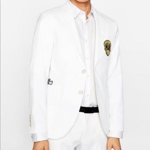 Zara Man white textured embroidered sports coat/blazer size US38
